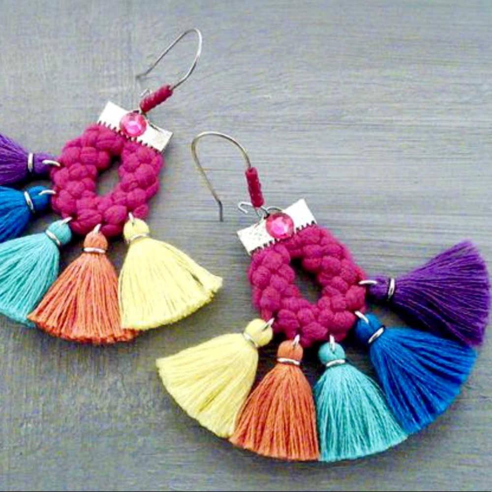 Colorful tassel earrings 💕